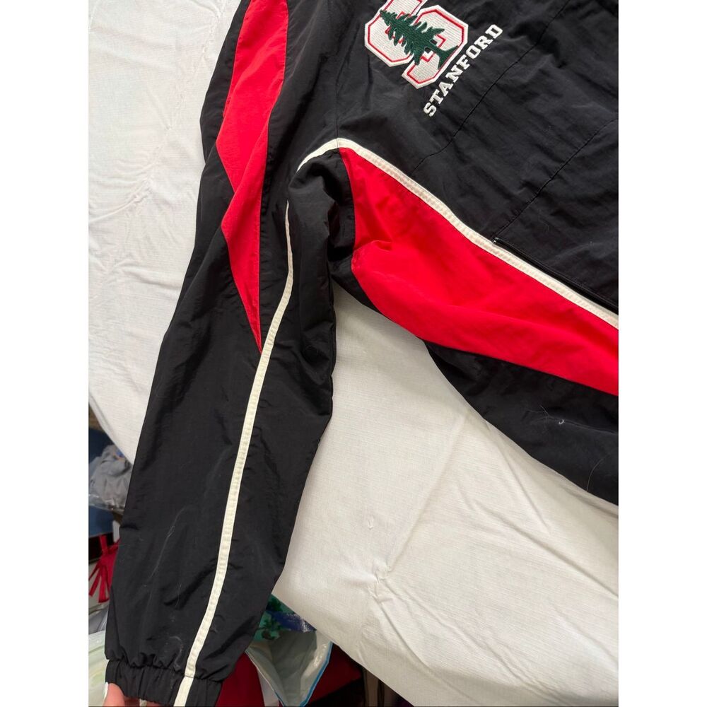 Speedo Stanford Cardinal Vintage Red Black Full Zip Windbreaker Jacket Size XL - Picture 4 of 13